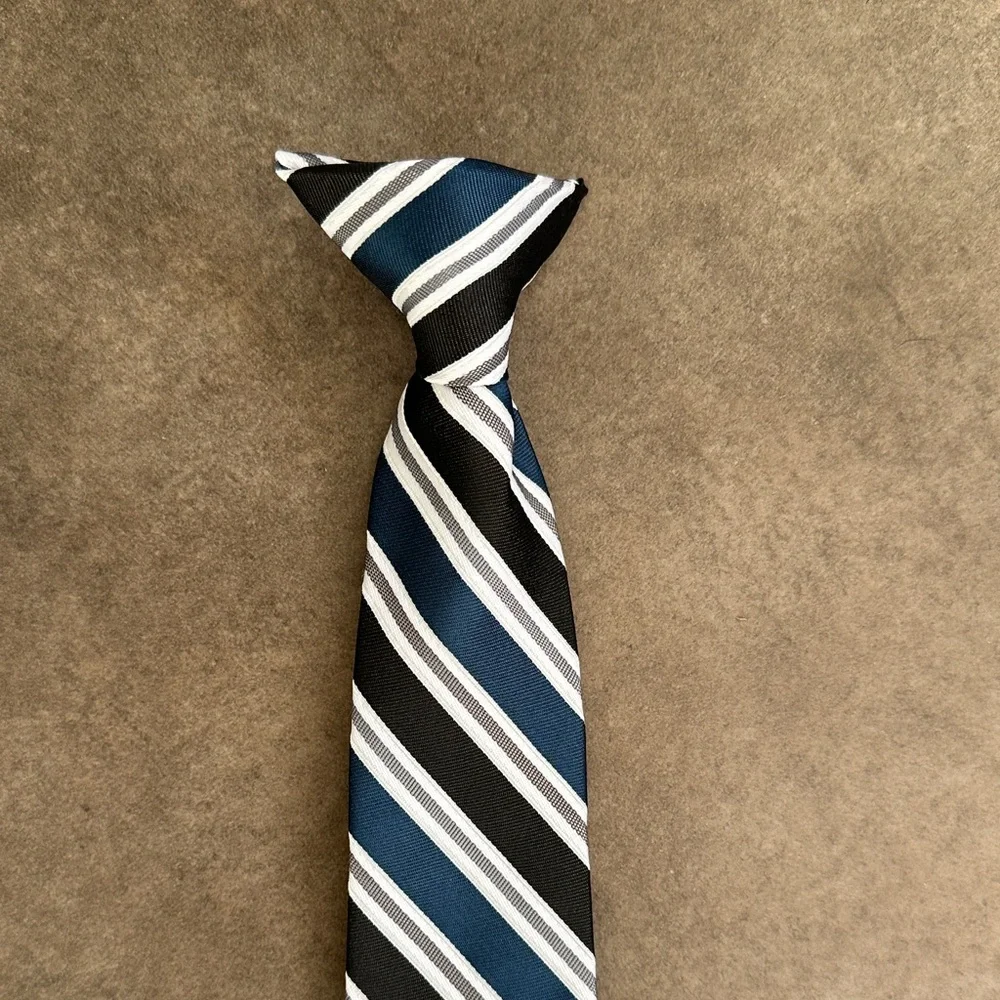 Elegant Striped Ties Set - Blue/Black/Gray and Red/Black